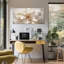 Fowers Wall Art for Bedroom Women White and Gold Wall Decor for Living Room Floral Art Print Wall Decoration 20 x 40 Inch