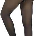 KBVOT Fleece Lined Tights Women Sheer Warm Pantyhose Leggings Fake Translucent Thermal Winter Thick Tights for Dresses, M