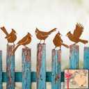 OULYDEKO 5PCS Rusty Birds Decoration, Garden Decor Spring Decorations Outdoor, Metal Birds Yard Decor Perfect Yard Art and Large Outdoor Ornaments, Cardinal Gifts，Metal Bird Silhouette Statues