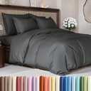 Duvet Cover Queen Size Set - Extra Soft Queen Size Duvet Cover 90 x 90 with 2 Pillow Shams - Hotel Luxury Easy Care and Fade Free w/Zipper Closures & Ties - Comfy Breathable Bedding Set (Charcoal) (09 - Charcoal (No Comforter))