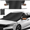 Car Windshield Ice Snow Cover with Magnetic Edges, Heavy Duty Oxford Fabric Windscreen Protector Cover with Side Mirror Covers, Winter Waterproof Frost Cover for Car Truck SUV RV (Orange)