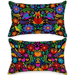 Mexican Fiesta Throw Pillow Covers 18x18 Set of 4 Dragonfly Flower Dahlia Pillow Case Day of The Dead Dia De Los Muertos Cinco De Mayo Decorations