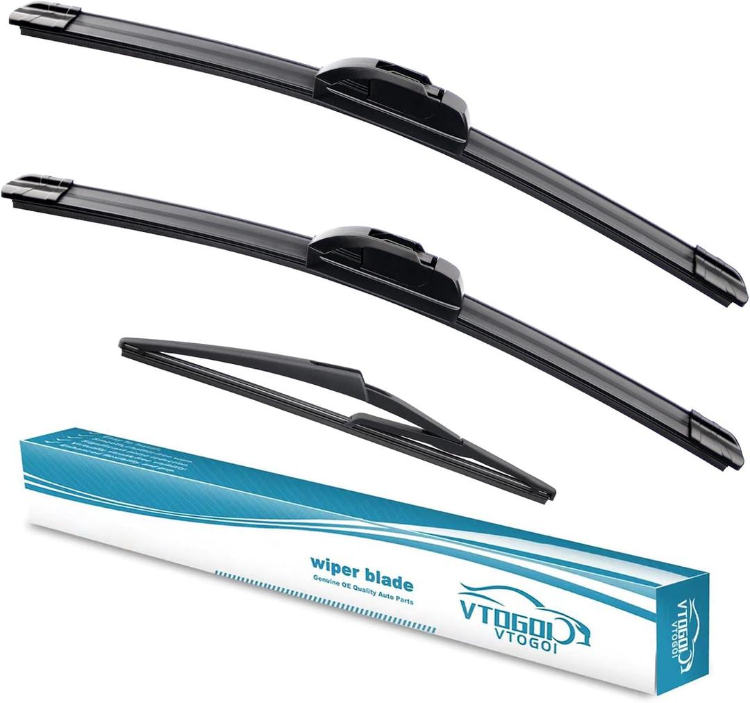 VTOGOI Wiper Blades With Rear Wiper Blades Set For 2007-2012 Mini Cooper Automotive Replacement Windshield Wiper Blades, That Meet OEM Quality Easy DIY Install 19"+18"+10"(Set of 3)