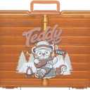 Naivees Photo Containers Storage Case Teddy Storage Box 4" x 6" Plastic Cartoon Organizer with 16 Inner Photo Containers Boxes for Photos,Cards,Pictures (Camping Brown)