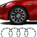 Model Y All-in-one Wheel Rim Protector for Tesla Model Y 21'' Uberturbine Wheel - Strips for Curb Rash Prevention - Set of 4 Rim Protector Easy to Install(Gunpowder, 21'')