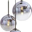 Gradient Color Glass Pendant Light,Modern Glass Hanging Light Chaniler Light (Silver, 30cm)