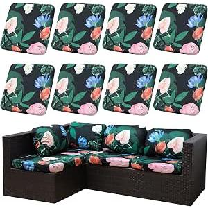 SUKAIKEQA 8PCS Patio Cushion Covers.Patio Furniture Couch SeatSlipcovers