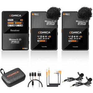 COMICA BoomX-D2 PRO Wireless Lavalier Microphone for iPhone Android Camera PC, Lapel Mic with 16GB Storage, Safety Audio Track, Noise Cancellation, Lav Mic for YouTube TikTok Video Recording (Black)