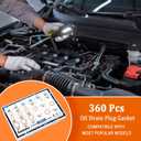 360PCS Crush Washer Oil Drain Plug,18 Sizes Copper Crush Washers Assortment Kit,Automotive Oil Pan Drain Plug Gasket M6 M8 M10 M12 M14 M16 M18 M20 M22 M24