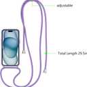 ZTOFERA Crossbody Strap Case Compatible with iPhone 14 Plus/15 Plus 6.7 inch, Lanyard Strap with Adjustable Neck Shoulder,Liquid Silicone Soft Shockproof Protective Phone Cover-Purple