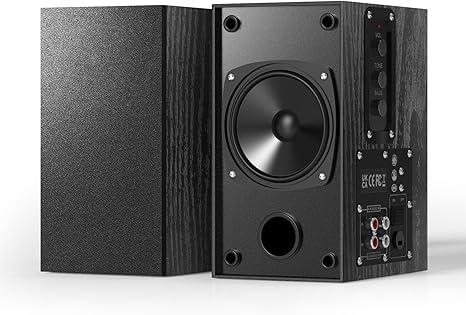 Elimavi 30W X 2 Powered Bookshelf Speakers - 3.5-RCA Input for Turntable, TV, PC, Record Player Speakers with 4 Inch Woofer & Wall Mounted