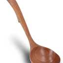 Semme Wooden Ladle, Wood Porridge Spoon, Lightweight Kitchen Tool for Home (Medium Curved Hook Spoon)