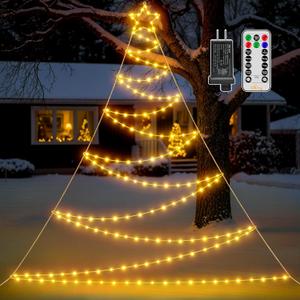 Ollny Outdoor Lighted Christmas Decorations 13FT Tall, IP67 Waterproof Outdoor Christmas Lights with 3 Timers and 8 Lighting Modes, Xmas Decor Light for House Yard Window Wall Decorations (Warm White)
