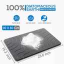 Stone Bath Mat Quick Drying Diatomaceous Earth Bath Mat Non Slip Shower Mat Super Absorbent Stone Bath Mats for Bathroom, Floor, Kitchen Counter, Easy to Clean (23.6 X 15.3, Gray)