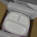 Domensi 3 Sets Kids Porcelain Plates with Silicone Sleeves 8.2 Inch Divided Porcelain Plate Toddler White Suction Dishes for Baby Troubleless Eating Microwave Dishwasher Safe (Classic)