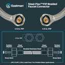 Eastman 9 Inch Steel-Flex Faucet Connector, Braided Stainless Steel Supply Line with 1/2 In. FIP Ends, 48014