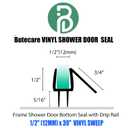 Butecare Premium Frameless Shower Door Bottom Seal Strip for Glass Doors - Shower Door Seal Sweep (1/2 x 39, Clear Vinyl)