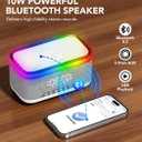 Bluetooth Speaker with Wireless Charging, Alarm Clock Radio for Bedrooms 6 in 1 Dimmable Digital Clock with FM Radio White Noise Charging Station RGB LED Night Light for iPhone Samsung
