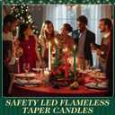 Baquler 6 Pcs 11'' Christmas Flameless Taper Candles Green Red White Battery Operated Candles LED Plastic Flickering Candlesticks for Christmas Wedding Church Dinner Home Decor