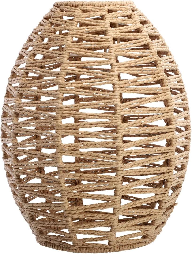 DOITOOL Rattan Lamp Shade Pendant Light Shade Woven Lampshade Hanging Light Shade Replacement Light Covers Boho Lamp Shade for Table Lamps Floor Lamps Chandelier Ceiling Lights, Cream/Beige 