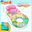 1 Pack Flamingo Palm Pool Lounger for Adults - Inflatable Pool Float Chair with Cup Holders, Cooling Mesh Seat & Backrest, Hawaii Summer Beach Party Toy, Large Size Water Float Raft for Lake River