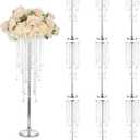 Sziqiqi Silver Tall Vases for Wedding Centerpiece - 29.5in Metal Flower Crystal Centerpieces Stand with Crystal Beads for Event Party Reception Center Piece Floral Arrangements