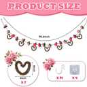 Valentine's Day Rattan Heart Garland, 7.5ft Artificial Rose Vine with Heart Ornament Floral Valentine's Day Banner Indoor Flower Outdoor Decorations for Mantel Fireplace Wall Home Farmhouse