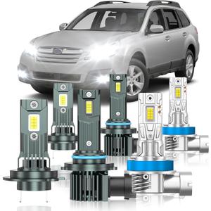 Compatible with Subaru Outback 2010-2014 Fog Bulbs, High&Low Beam Fog Light Bulbs Combo, 800% Super Bright 6000K Cool White, Plug and Play, Pack of 6
