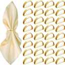 32 Pcs Matt Gold Napkin Rings - Metal Napkin Ring,Stainless Steel Napkin Rings for Table Settings Wedding Christmas Party Dinner Table(Semicircle)