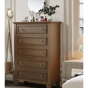 Garvee Brown Bedroom Dresser, Tall 5-Drawer Chest with Deep Drawers & Metal Knobs, Modern Wooden Organizer for Entryway, Hallway