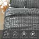 Amlie Home Tufted Boho Comforter Set Queen Size, 3 Pieces Soft Textured Bed Set, Lightweight Breathable Comforter for All Seasons, Farmhouse Shabby Chic Jacquard Bedding, Cozy Gift for Women, Grey