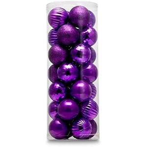 Small Size 28ct shatterproof Christmas Ball Ornaments in 4 Classic finishes for Christmas Tree Decoration (Purple, 1.57 Mini Size)
