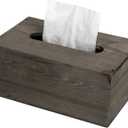 Distressed Wooden Rustic Facial Tissue Box Holder Tissue Box Cover Napkin Dispenser for Bathroom Living Room Dining Room Bedroom Toilet (Grey)