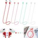 Magnetic Anti-Lost Straps for AirPods,4 Pack Ultra Strong Magnetic AirPods Strap Anti-Lost Neck Rope Cord,Soft Silicone Sports Lanyard Compatible with AirPods 1&2/ Pro /2nd/3rd (White+Red+Green+Pink)