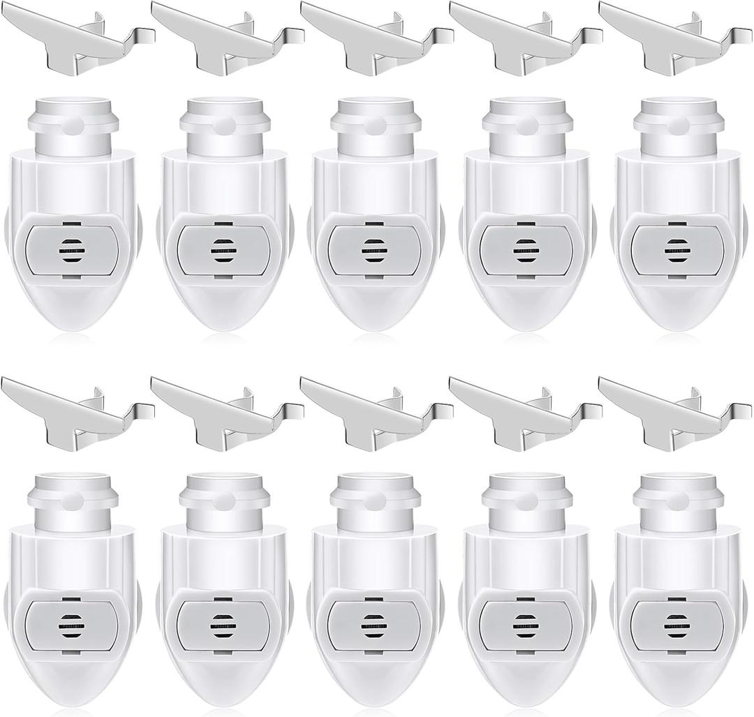 Honoson 10 Set Auto On Sensor Plug in Night Light Module White Night Light Module with Shade Mounting Clip Plastic Lights Rotating Night Light Module for Making Your Own Decorative Night Lights