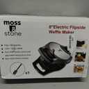 Moss & Stone Belgian Waffle Maker, Electric Flip Waffle Machine with Adjustable Temperature Control, Non-Stick Grids for Smooth Release, Compact 8-Inch Round Waffle Maker, Black