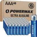 Powermax 48-Count Triple AAA Batteries, Ultra Long Lasting Alkaline Battery for Home and Office, 10-Year Shelf Life, Reclosable Packaging