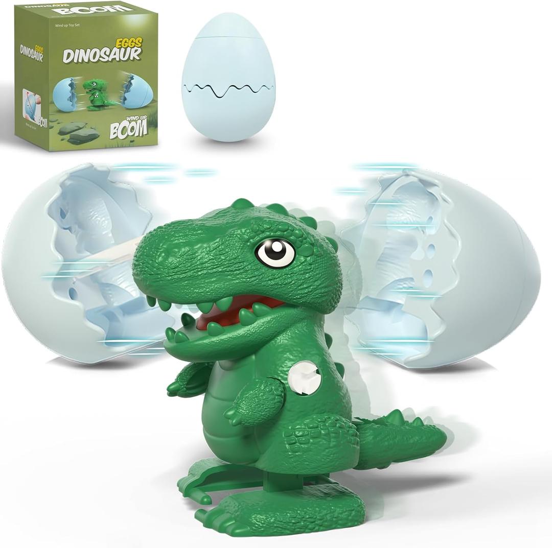Intoypad Hatching Dinosaur Surperize Egg Toy for Kids, Wind-up Easter Plastic Egg Hatches into Walking Dinosaur, Reusable Dino Gifts Toys for Boys Girls Easter Basket Stuffers