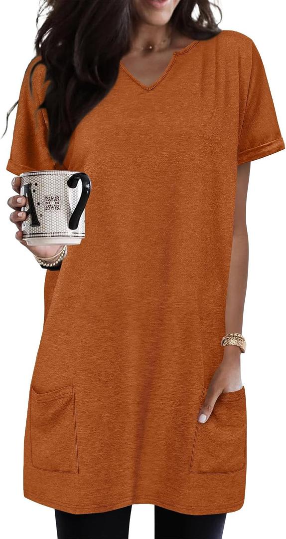 KISSMODA Woman Lightweight Dress with Hood Short Summer Pullovers with Pockets Long Tunics Top for Leggings (XXL)
