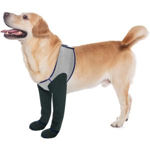 COODEO Dog Socks & Paw Protectors - Front Paws Only, Non-Slip Waterproof Dog Boots to Prevent Paw Licking, Protect Wounds & Aids Post-Surgery Recovery (Grey, XL)