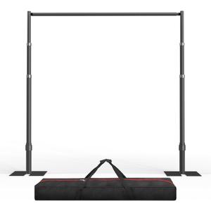 EMART Pipe and Drape Backdrop Stand Kit, 8.9ftx10ft Heavy Duty Adjustable Photo Background, Metal Frame with Flat Base for Wedding, Birthday Party, Banquet Decorations - Black, 8.9X10FT
