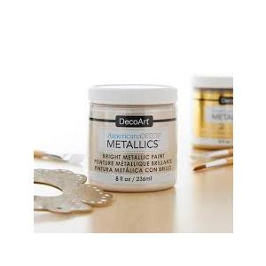 Americana Decor Metallics Pearl Paint - 8oz Metallic Pearl White Acrylic - Multi Surface Water Based Paint for Arts, Crafts, Home & Wall Decor, Gilding & Furniture + E-book