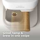 Philips Baristina Espresso Machine, Grind, Tamp & Brew Coffee Beans in One Swipe, Compact, 16 Bar Pump Pressure, Automatic Grinder, Natural White with Ash Wood Portafilter (BAR302/20), Color: White w/Wood Handle