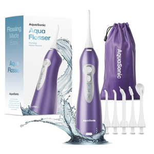 AquaSonic Water Flosser  Cordless Rechargeable Water Flossers for Teeth Cleaning  Waterproof Aqua Flosser, Portable Oral Irrigator for Dental Cleaning with 5 Jet Tips – Braces Home Travel
