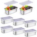 8 Pcs Hotel Pan with PP Plastic Lid Steam Table Stainless Steel Restaurant Pans 1/4 Size Catering Food Prep Restaurant Anti Clogging Steamer for Buffet Hotel(4 Inch Deep)