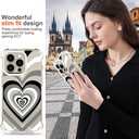 Hungo Compatible for iPhone 15 Pro Case Cute Clear with Design, Girly for Women Girls Transparent Black Grey Hearts