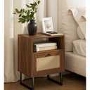 Acodaiuy Night Stand Farmhouse Nightstand Boho Bedside Table Modern Nightstand with 1 Drawer and 1 Open Storage Space, End Table, Storage Canbinet for Bedroom, Walnut