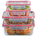 Pyrex Freshlock (4-Pack) Mixed Sized Glass Food Storage Containers Set, Airtight & Leakproof Plastic Locking Lids BPA-Free, Meal Prep Containers Set, Freezer Dishwasher Microwave Safe