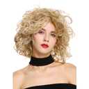 Sallcks Short Curly Blonde Wig for Women Shaggy Curly Natural Synthetic Heat Resistant Cosplay Costume Wig (Mixed Blonde)
