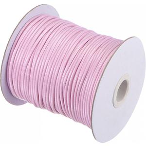 Uxcell 2mm Waxed Polyester String Cord 78M (85-Yards) Beading Thread Crafting Rope for Jewelry Making Bracelet Necklace Weaving, Light Pink